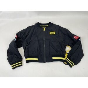 Pacman Justice Girls‎ Mini Bomber Jacket Size XL Plus Black
